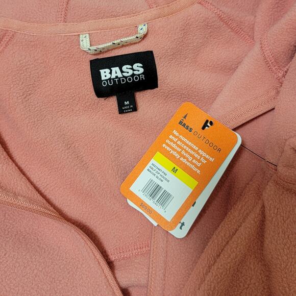 BASS Outdoor Women Half Zip Fleece Hoodie Size US M Mauve Glow Pink - Picture 3 of 3